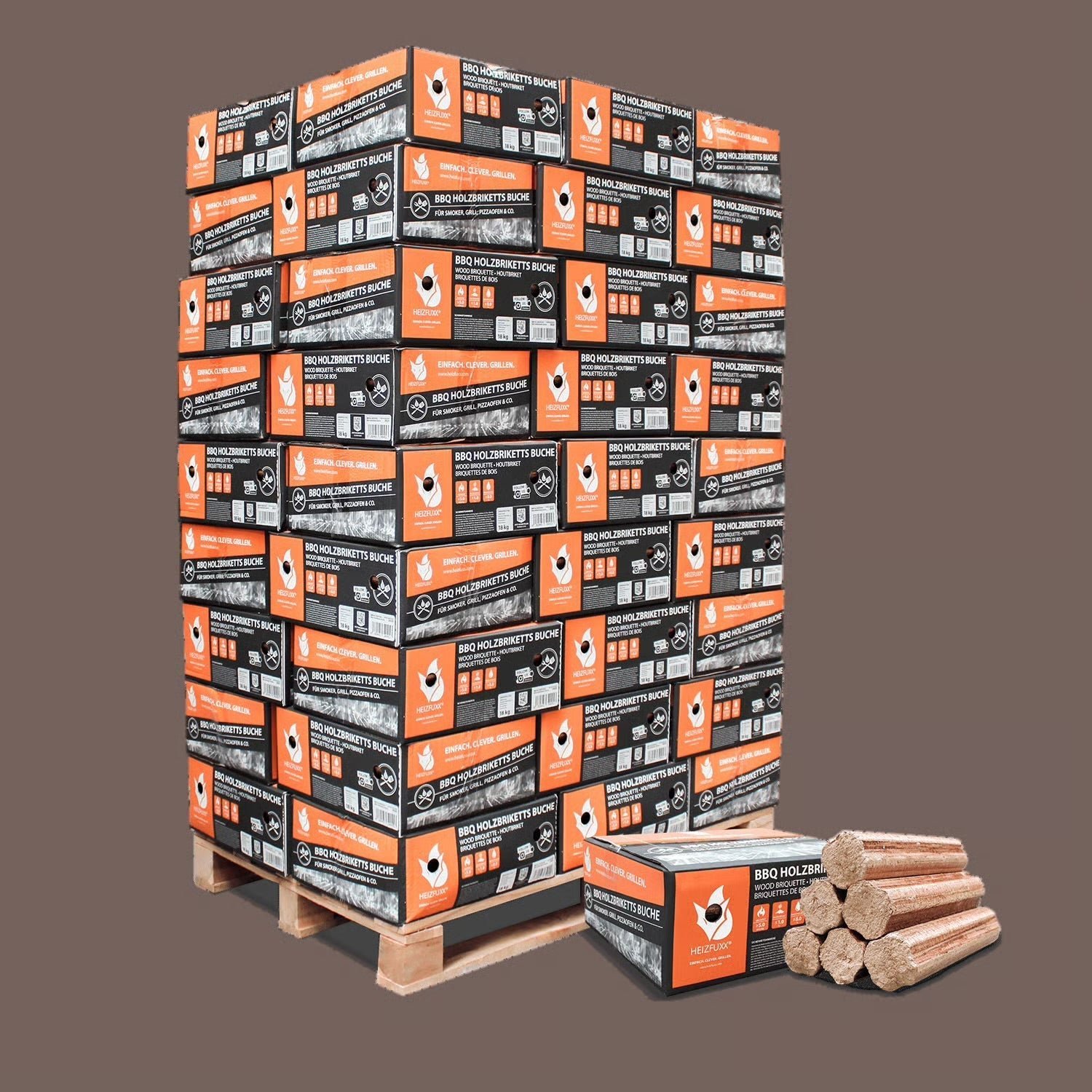 Briquettes rondes de bois dur sans trou, format M – palette 81 × 12 kg (972 kg)